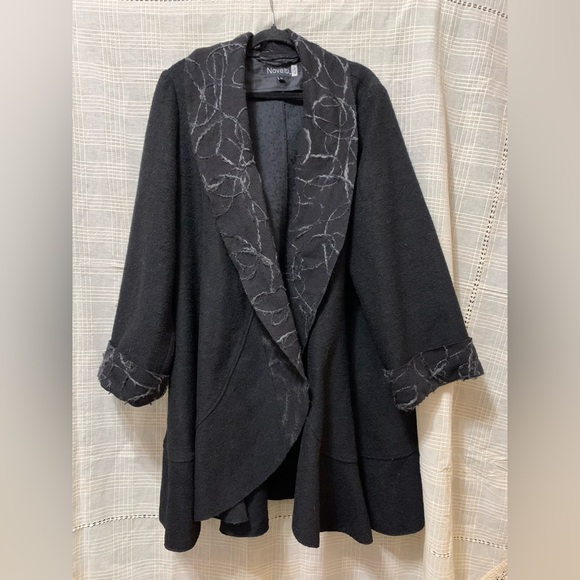Novelti Sweaters - Novita Black Women's Cardigan Coat 2X plus size Wool Cozy Everyday